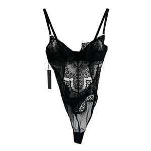 Babaton Black Lace Underwire Lingerie Bodysuit